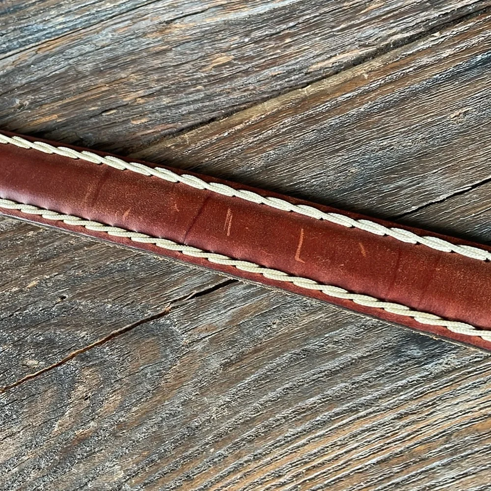 Talbots stitched leather‎ belt EUC size L